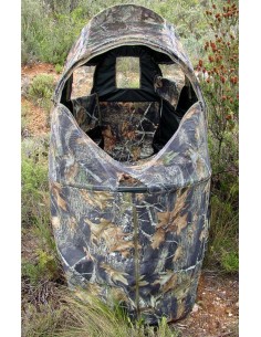 Puesto de caza con 4 paredes y ventanas en camuflaje Woodland BeniSport