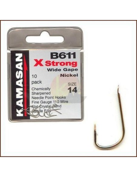 Anzuelo Kamasan B611 X-Trong Wide Gape Nickel